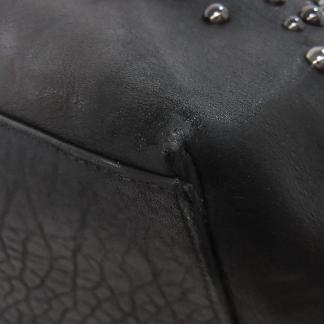 JIMMY CHOO Tote Bag leather black Studs Women Used Authentic