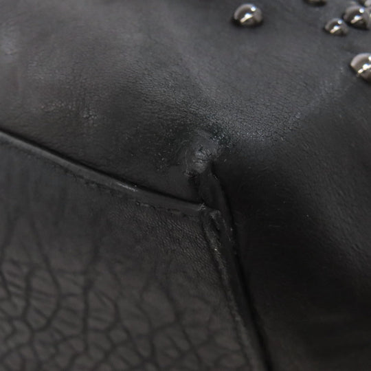 JIMMY CHOO Tote Bag leather black Studs Women Used Authentic