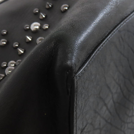 JIMMY CHOO Tote Bag leather black Studs Women Used Authentic