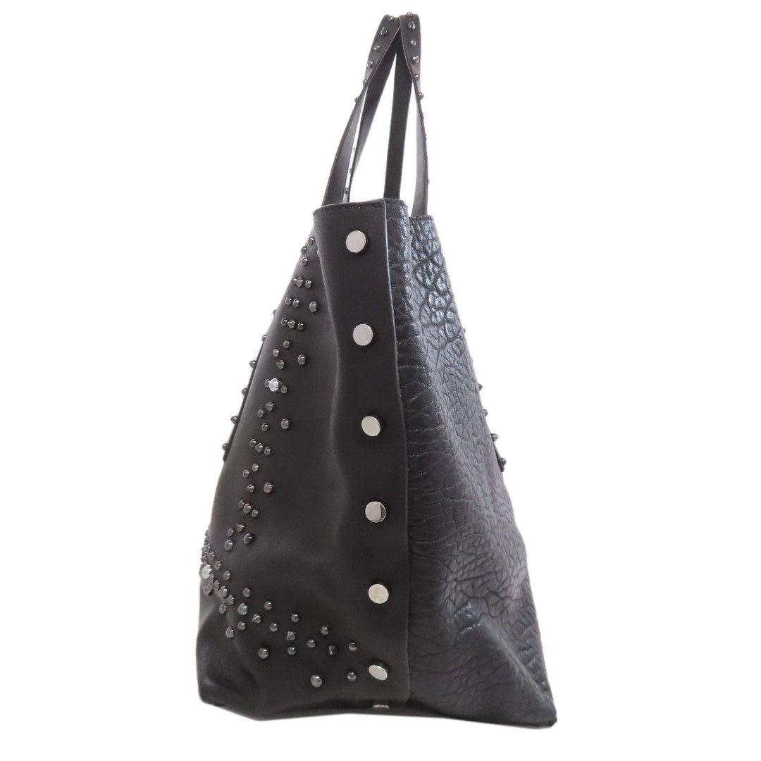 JIMMY CHOO Tote Bag leather black Studs Women Used Authentic