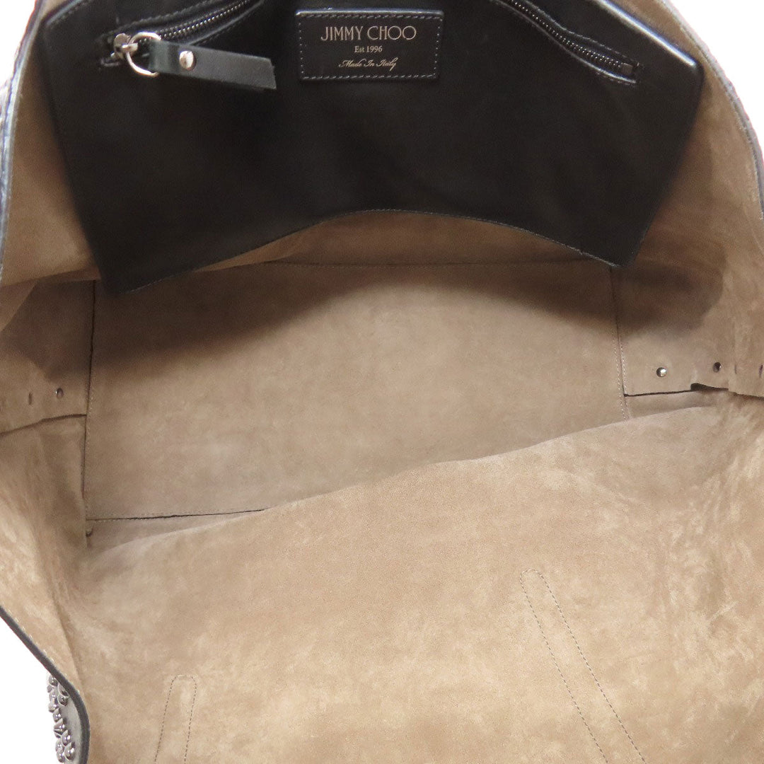 JIMMY CHOO Tote Bag leather black Studs Women Used Authentic