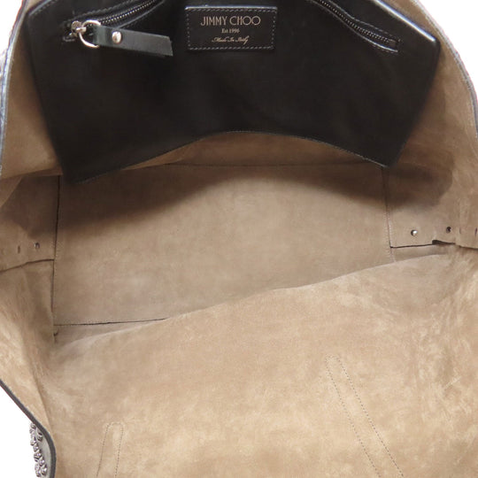 JIMMY CHOO Tote Bag leather black Studs Women Used Authentic