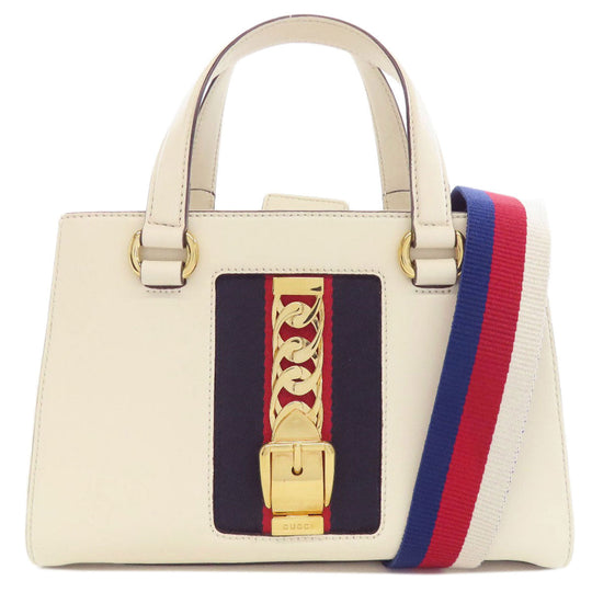 GUCCI Handbag 460881 Calfskin white Sylvie 2WAY Women Used Authentic