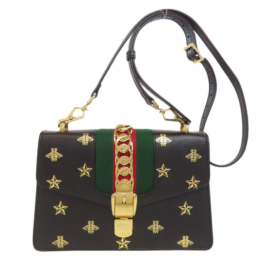 GUCCI Shoulder Bag 524405 Calfskin black Sylvie Bee & Star