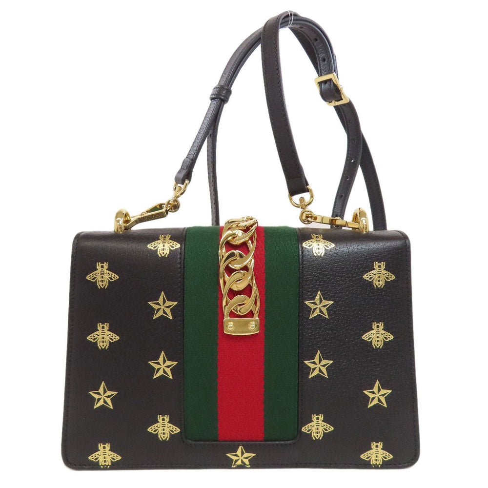 GUCCI Shoulder Bag 524405 Calfskin black Sylvie Bee & Star