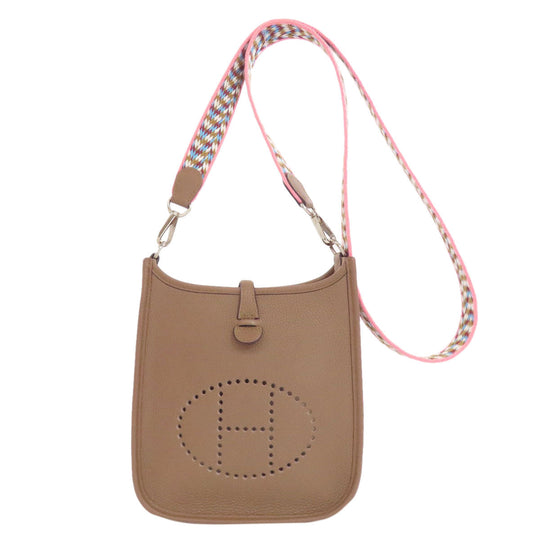 HERMES Shoulder Bag Taurillon Clemence Brown Evelyn TPM SilverMetal