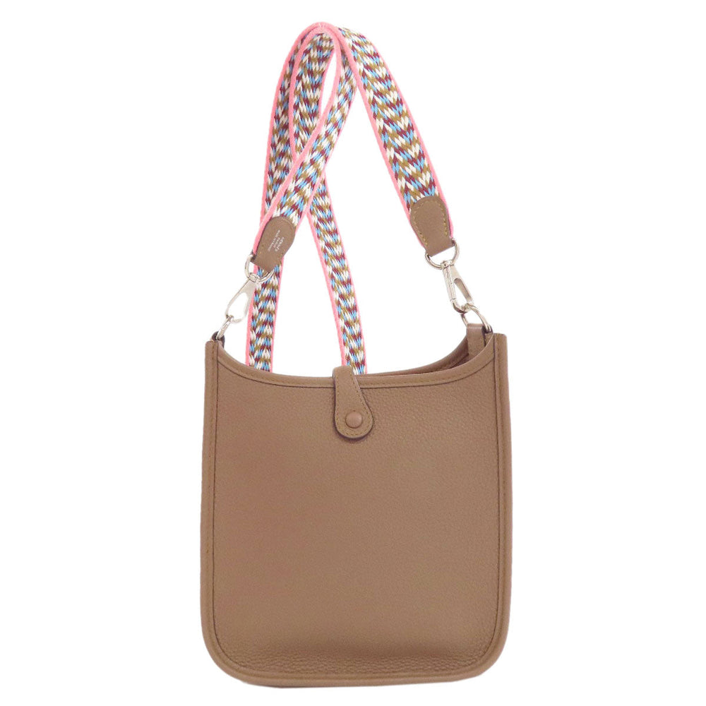 HERMES Shoulder Bag Taurillon Clemence Brown Evelyn TPM SilverMetal