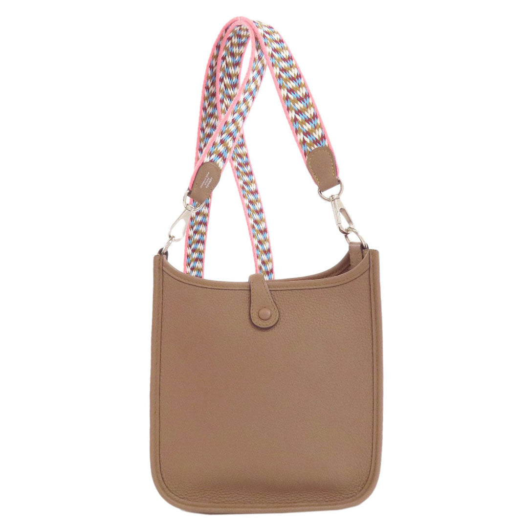 HERMES Shoulder Bag Taurillon Clemence Brown Evelyn TPM SilverMetal