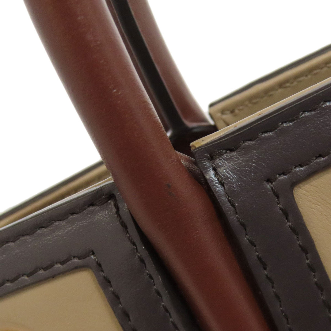BURBERRY Handbag leather Brown logo Women Used Authentic