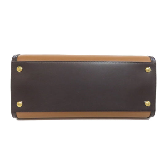 BURBERRY Handbag leather Brown logo Women Used Authentic