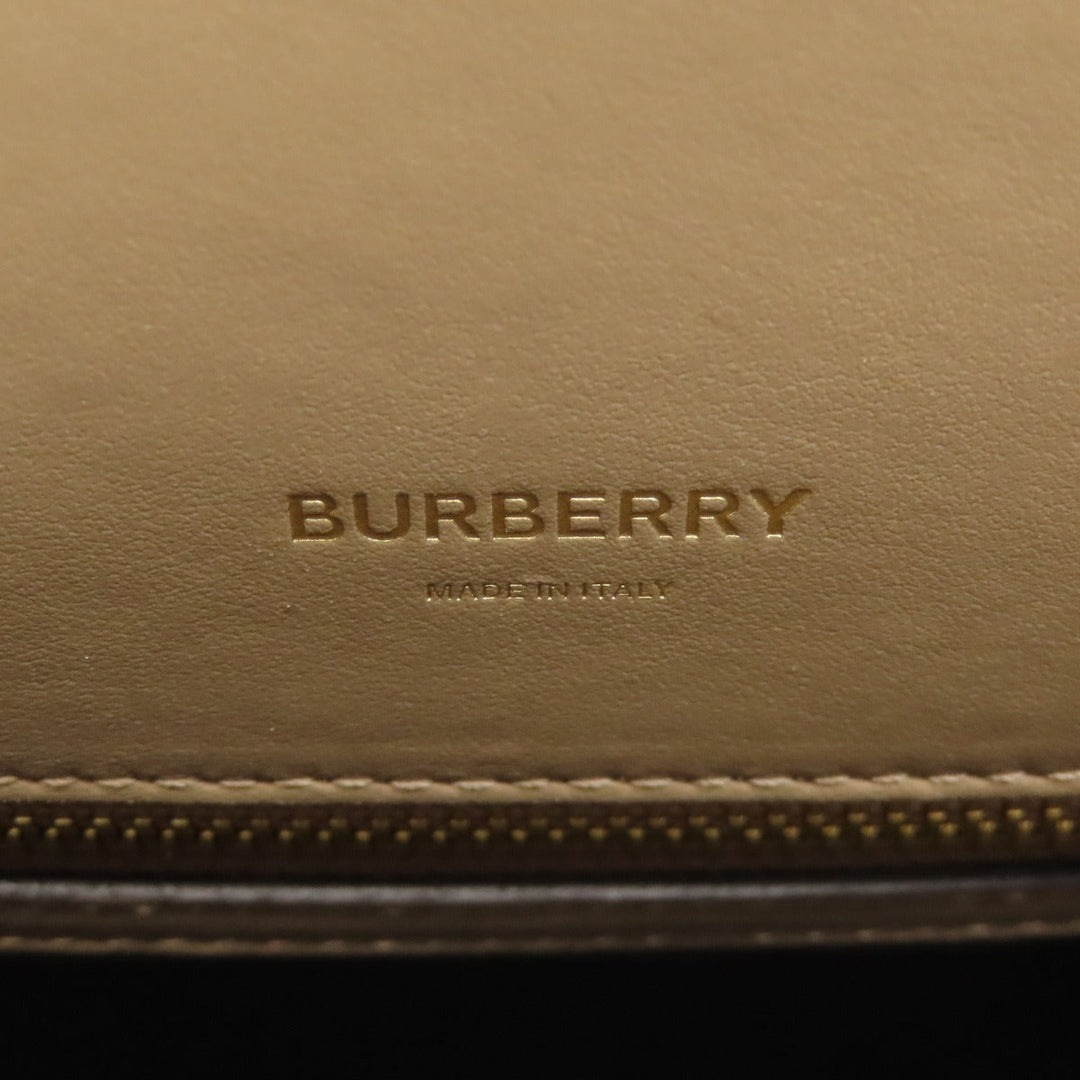 BURBERRY Handbag leather Brown logo Women Used Authentic
