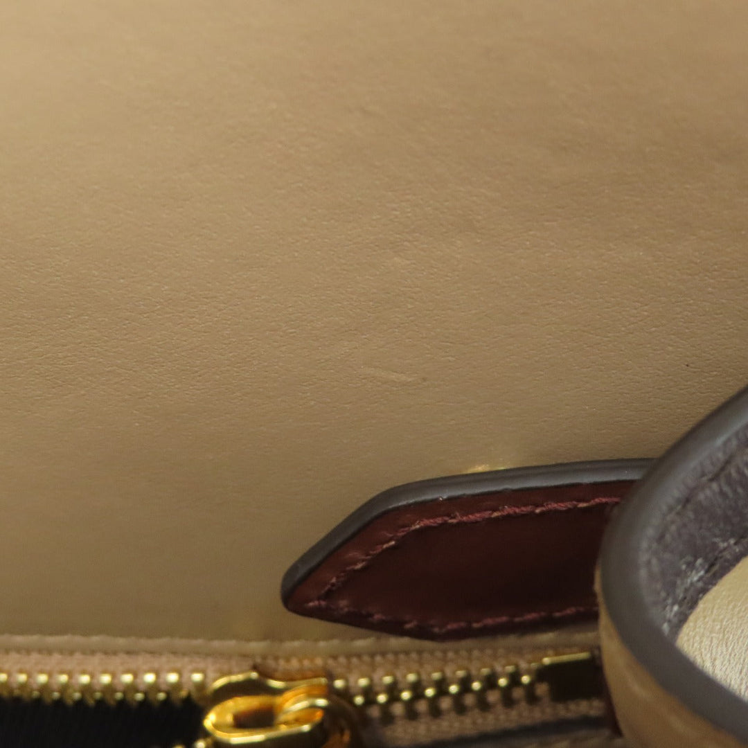 BURBERRY Handbag leather Brown logo Women Used Authentic