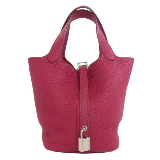 HERMES Handbag Taurillon Clemence Red Picotin Lock PM SilverMetal Women Used Authentic