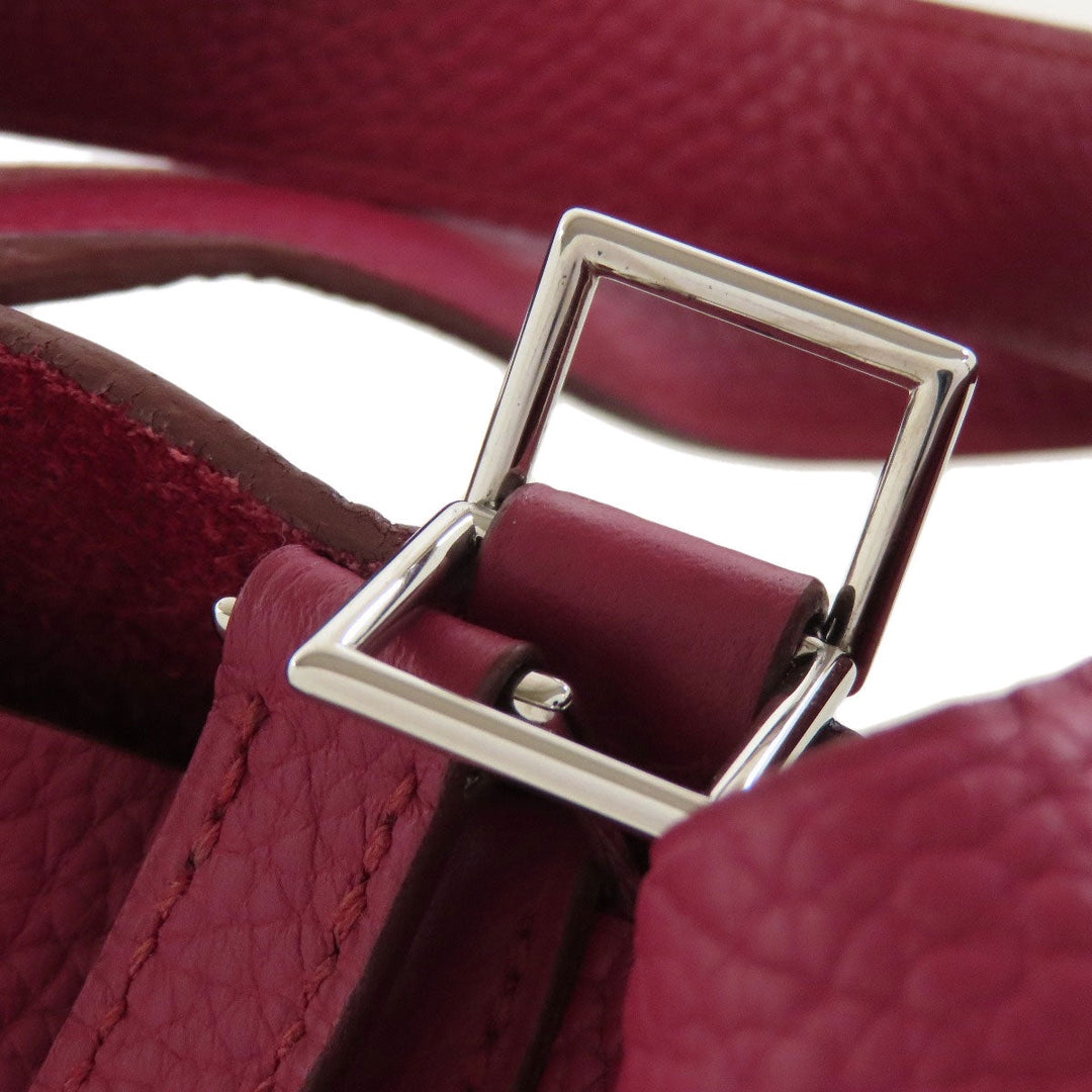 HERMES Handbag Taurillon Clemence Red Picotin Lock PM SilverMetal Women Used Authentic