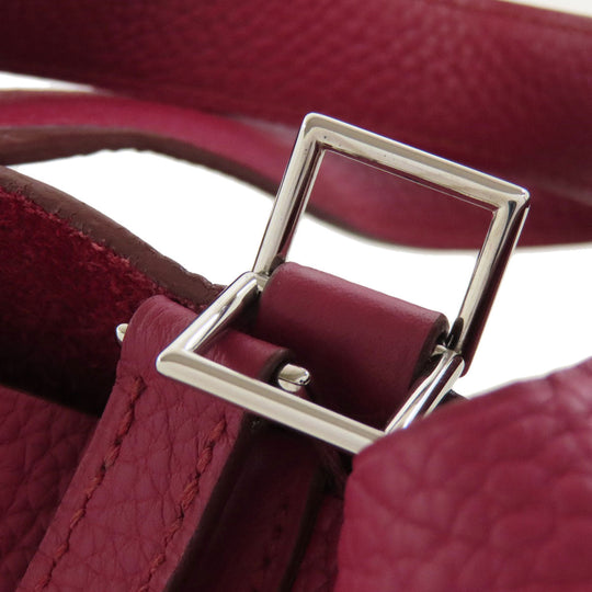 HERMES Handbag Taurillon Clemence Red Picotin Lock PM SilverMetal Women Used Authentic
