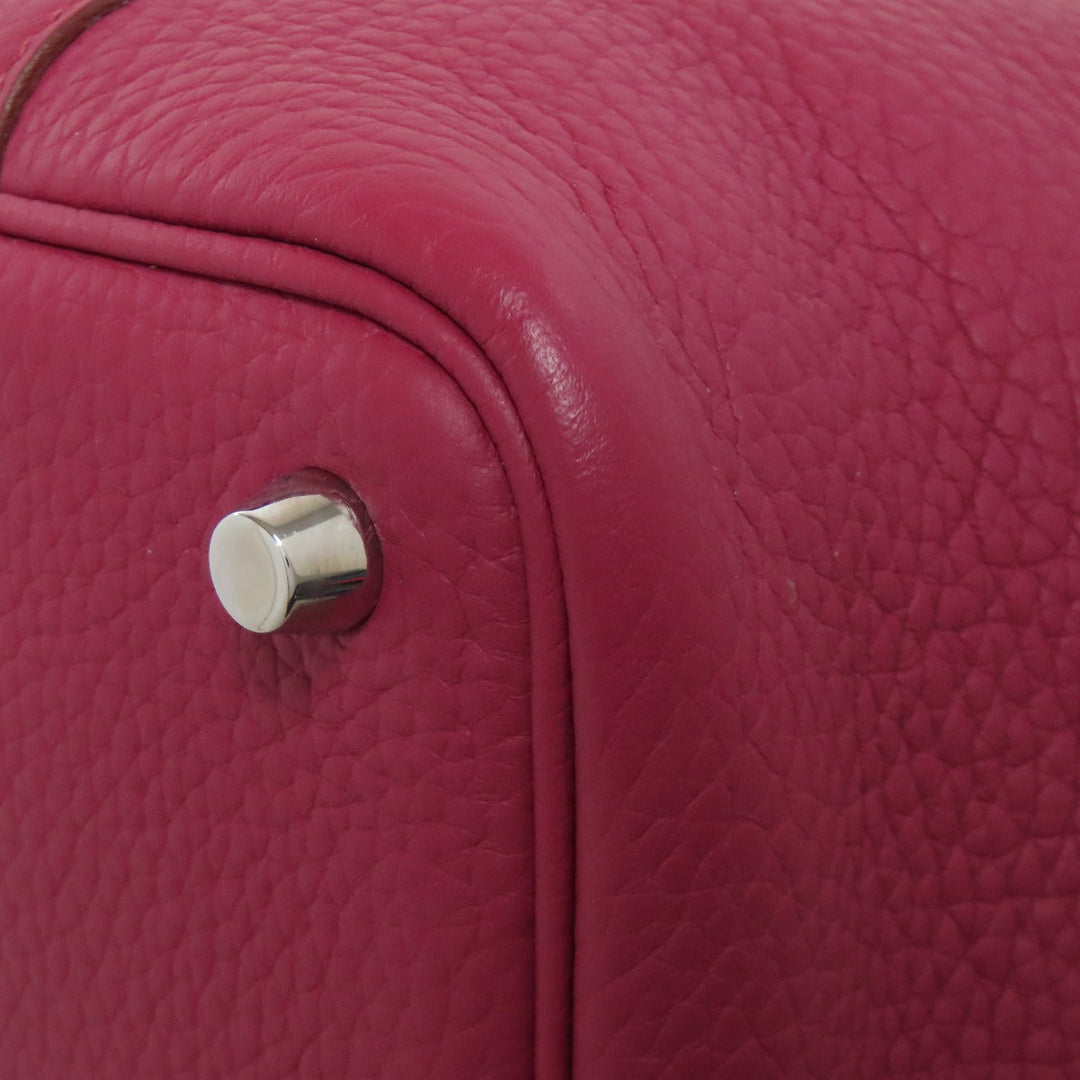 HERMES Handbag Taurillon Clemence Red Picotin Lock PM SilverMetal Women Used Authentic