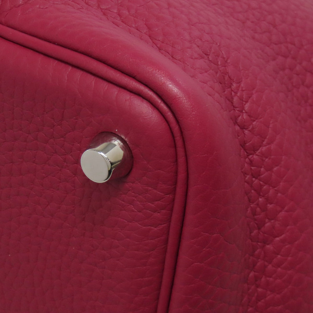 HERMES Handbag Taurillon Clemence Red Picotin Lock PM SilverMetal Women Used Authentic