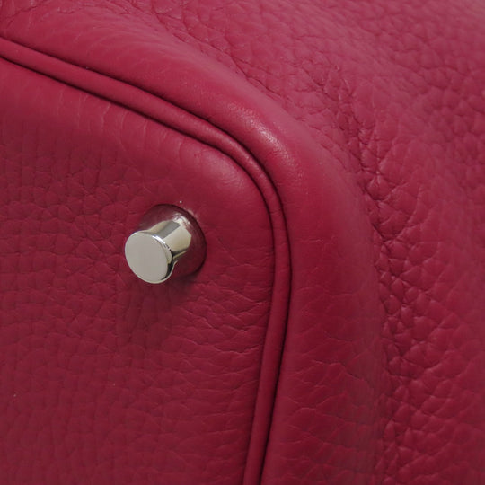 HERMES Handbag Taurillon Clemence Red Picotin Lock PM SilverMetal Women Used Authentic