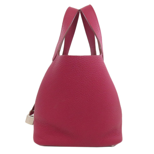 HERMES Handbag Taurillon Clemence Red Picotin Lock PM SilverMetal Women Used Authentic