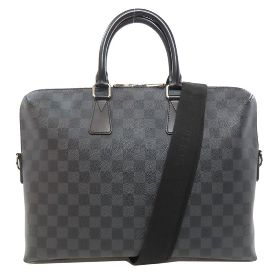 LOUIS VUITTON Business bag N48224 Damier canvas gray Porto Documan Jule PDJ mens Used Authentic