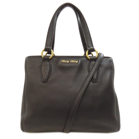 MIUMIU Handbag leather black 2WAY Women Used Authentic