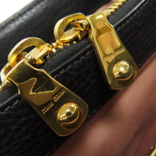 MIUMIU Handbag leather black 2WAY Women Used Authentic