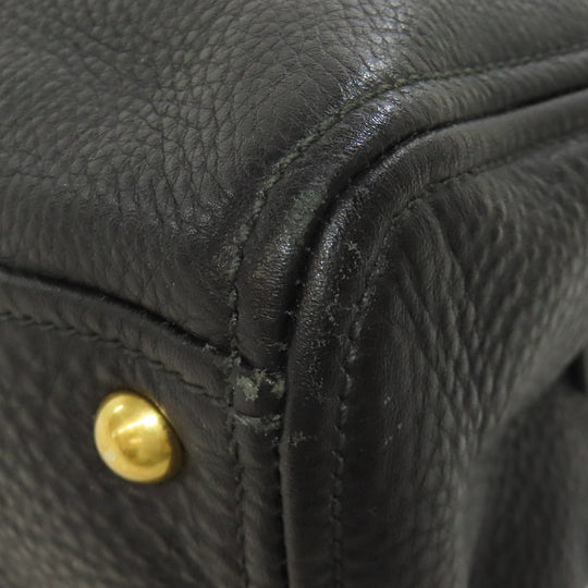 MIUMIU Handbag leather black 2WAY Women Used Authentic