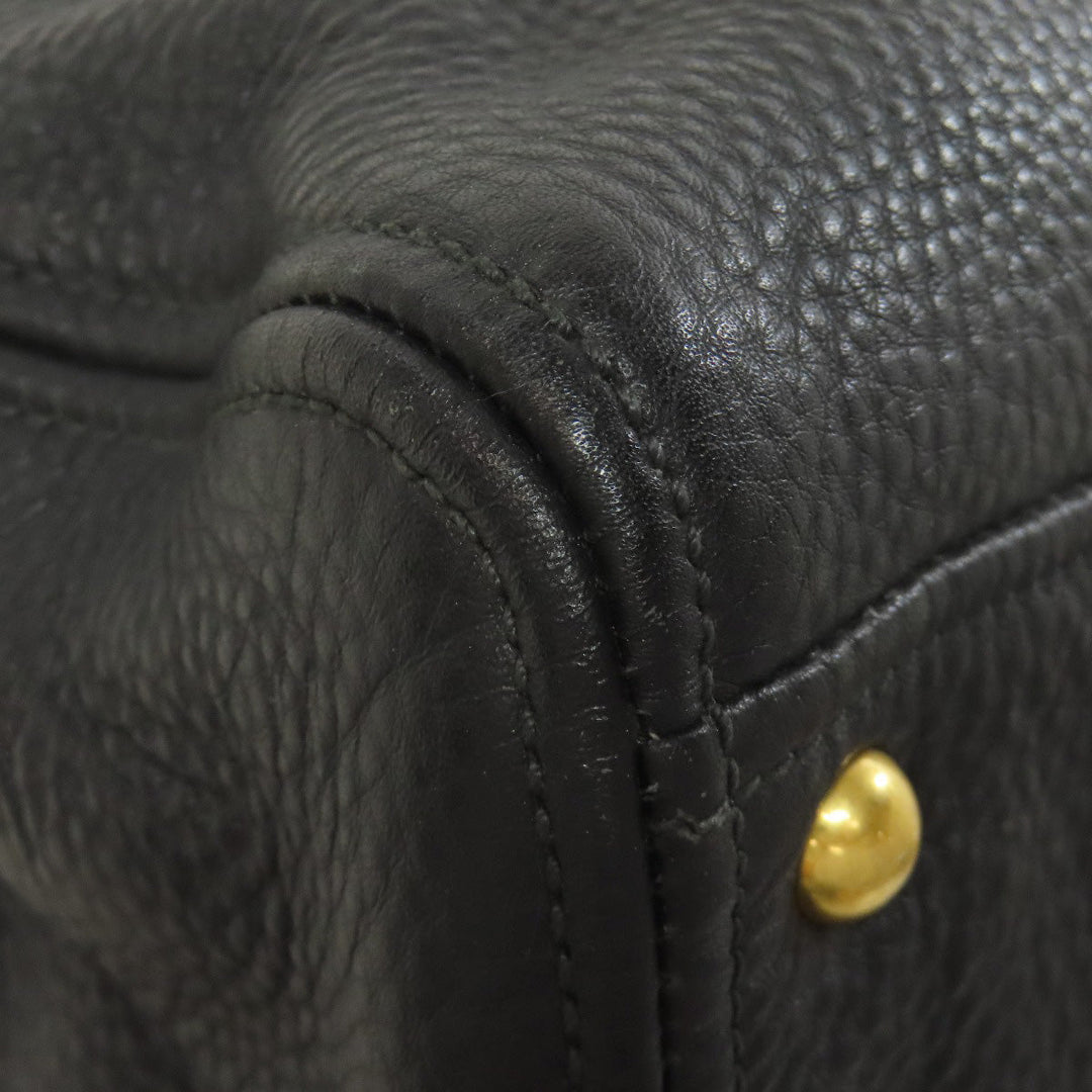 MIUMIU Handbag leather black 2WAY Women Used Authentic
