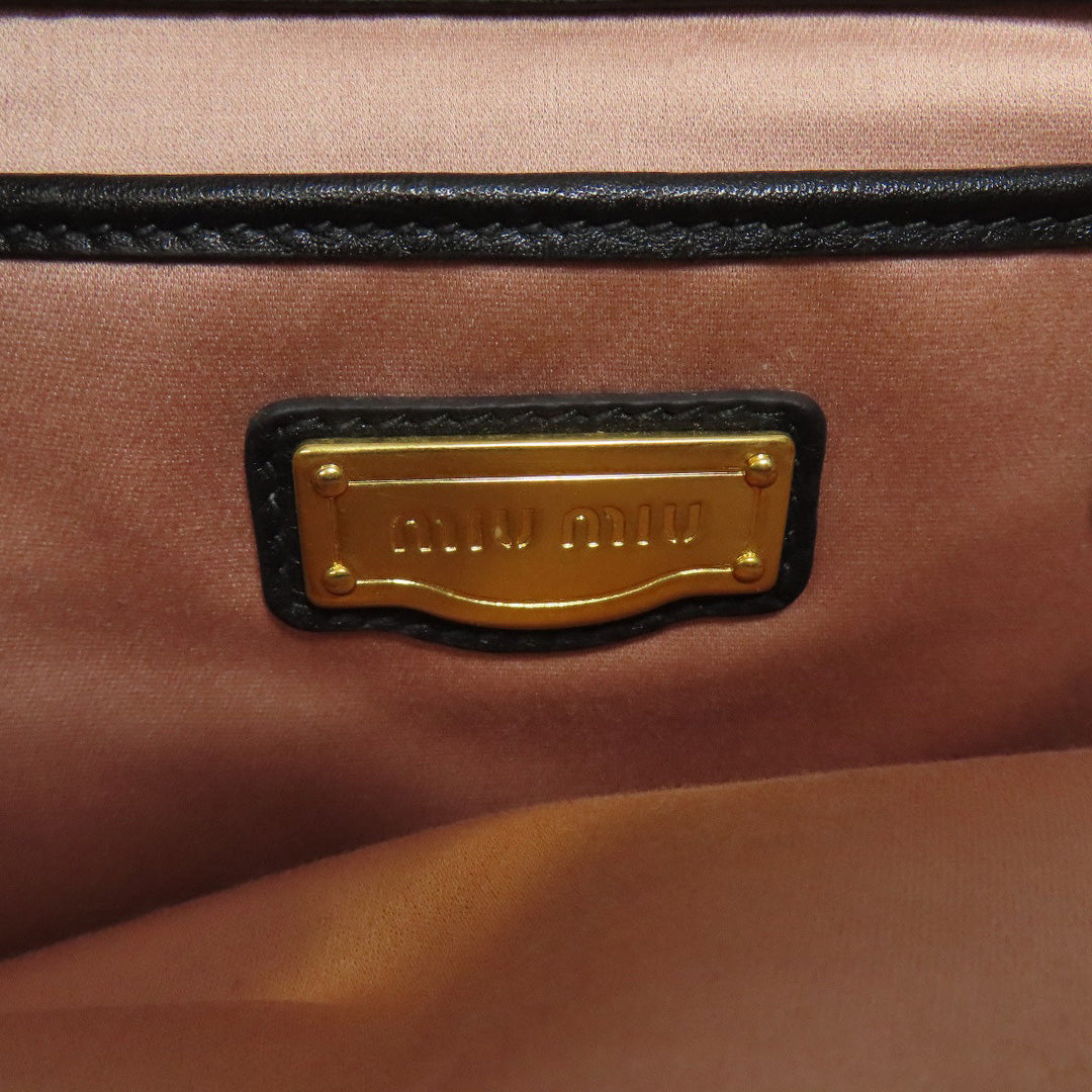 MIUMIU Handbag leather black 2WAY Women Used Authentic