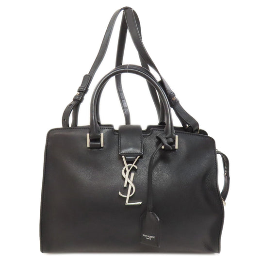 SAINT LAURENT Handbag leather black Baby Kabas 2WAY