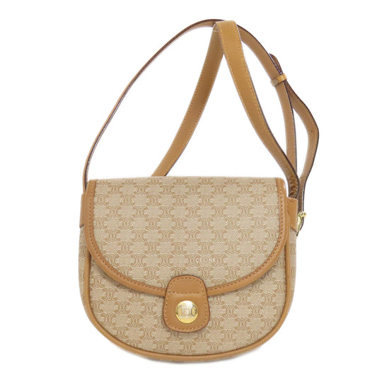 CELINE Shoulder Bag PVC beige Macadam Pattern