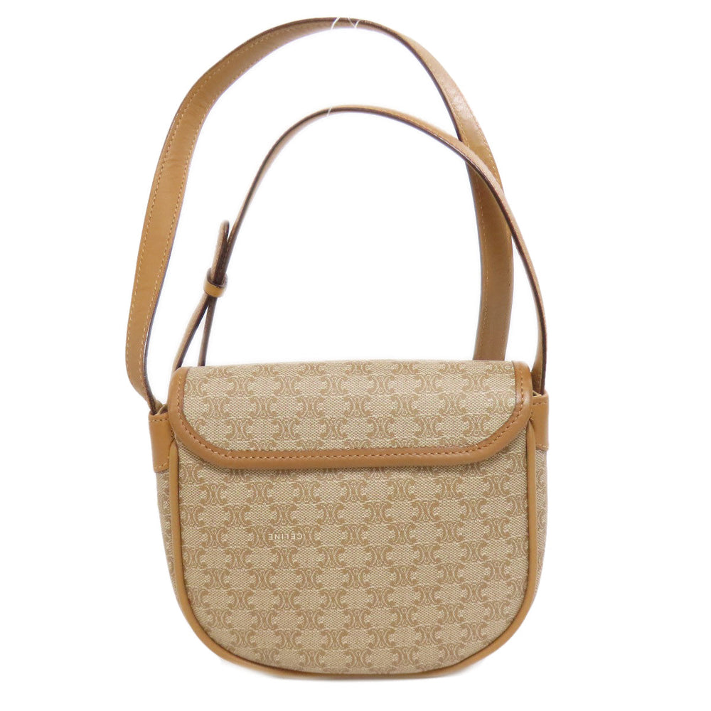 CELINE Shoulder Bag PVC beige Macadam Pattern
