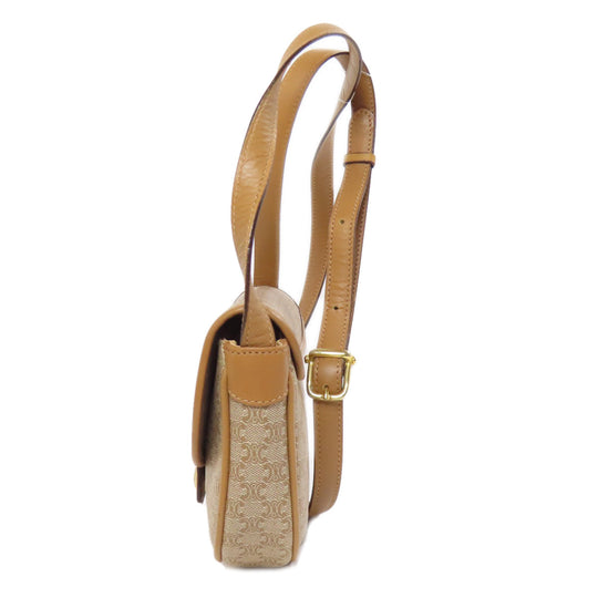 CELINE Shoulder Bag PVC beige Macadam Pattern
