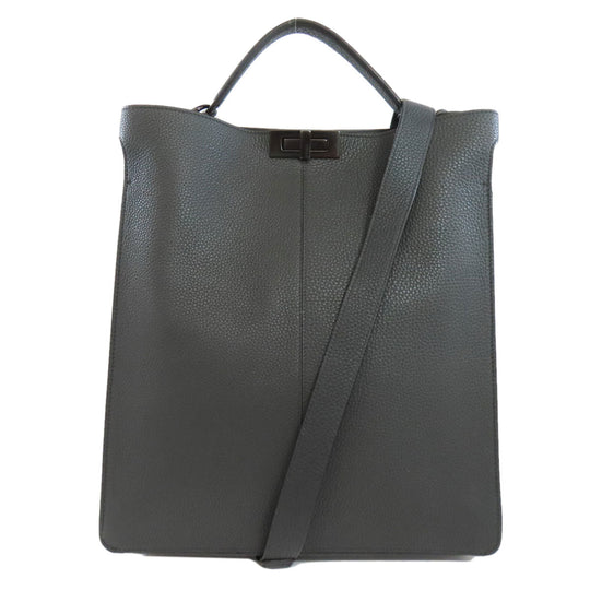 FENDI Tote Bag Calfskin gray Peekaboo X Light Fit 2WAY Women Used Authentic