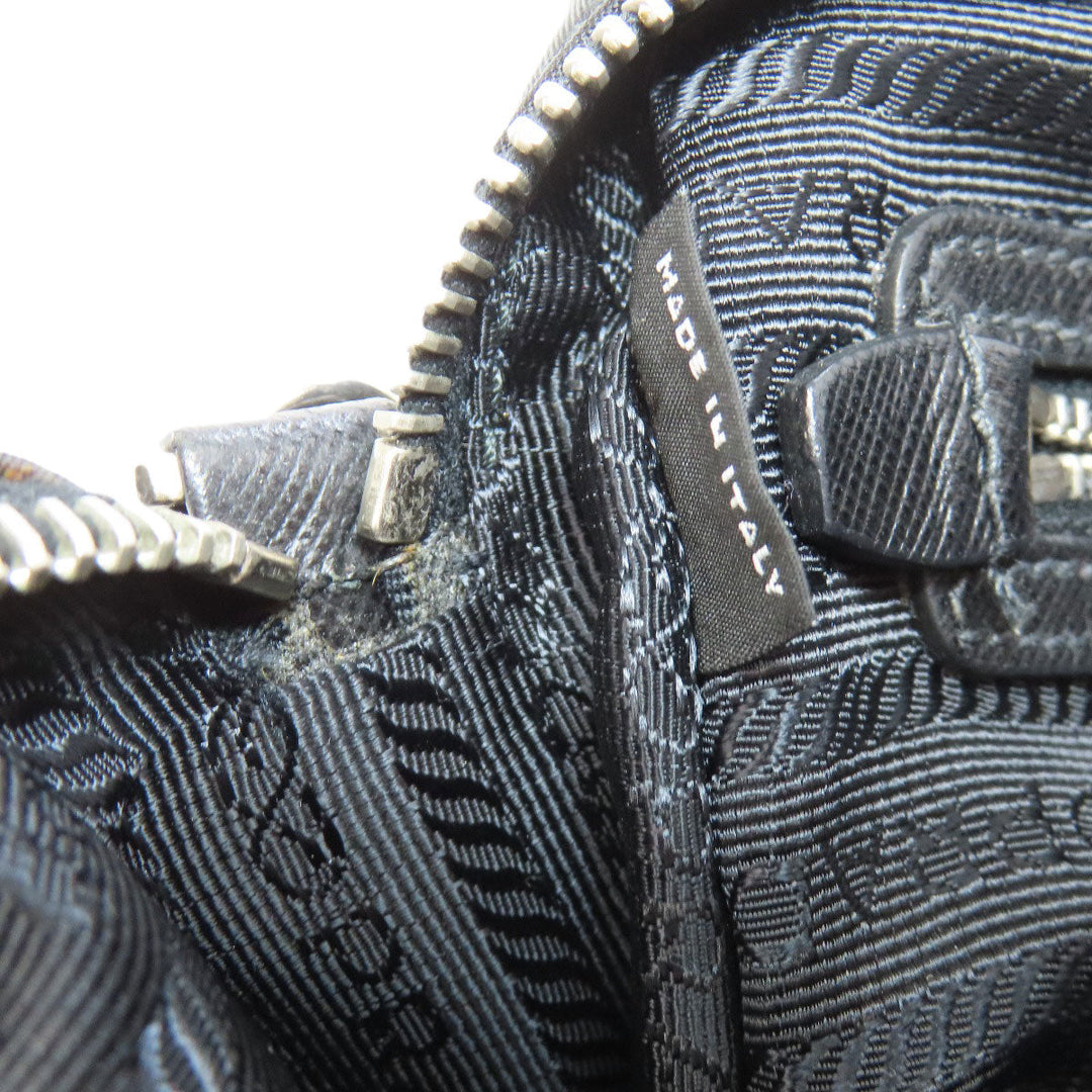 PRADA Shoulder Bag Nylon black logoMetal Women Used Authentic