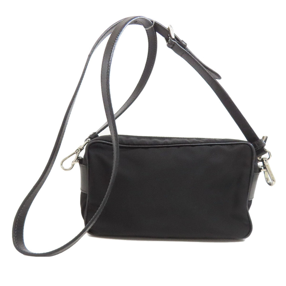PRADA Shoulder Bag Nylon black logoMetal Women Used Authentic