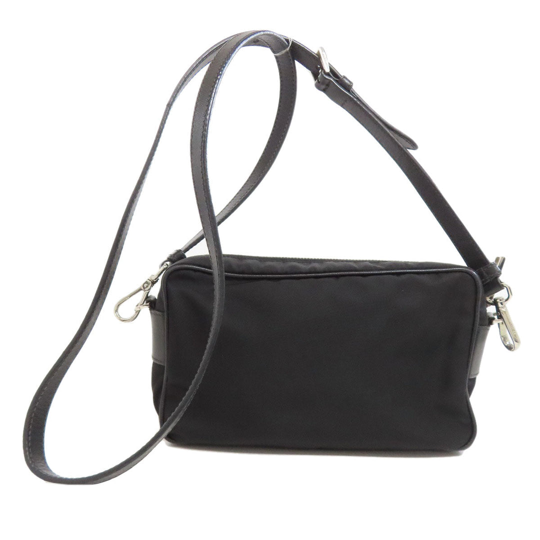 PRADA Shoulder Bag Nylon black logoMetal Women Used Authentic