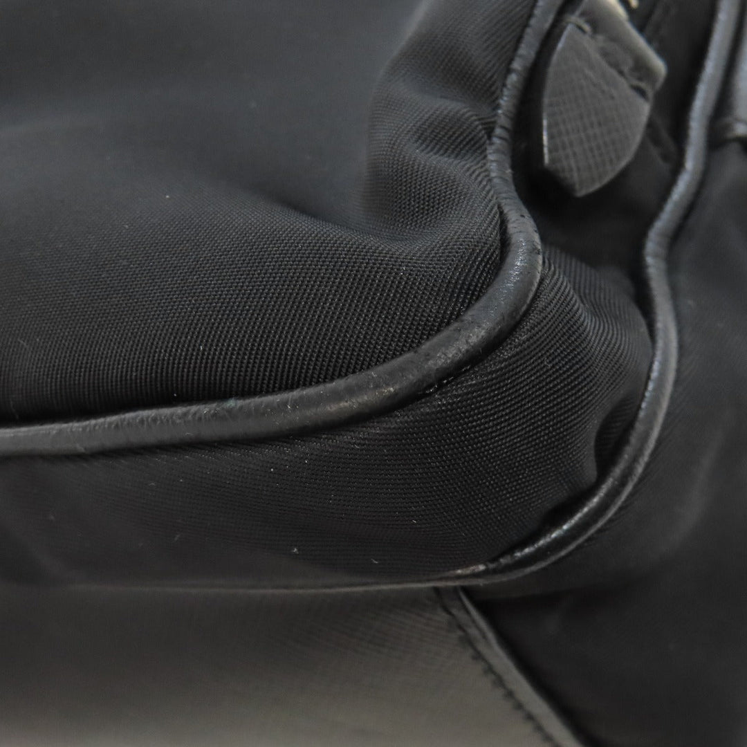 PRADA Shoulder Bag Nylon black logoMetal Women Used Authentic