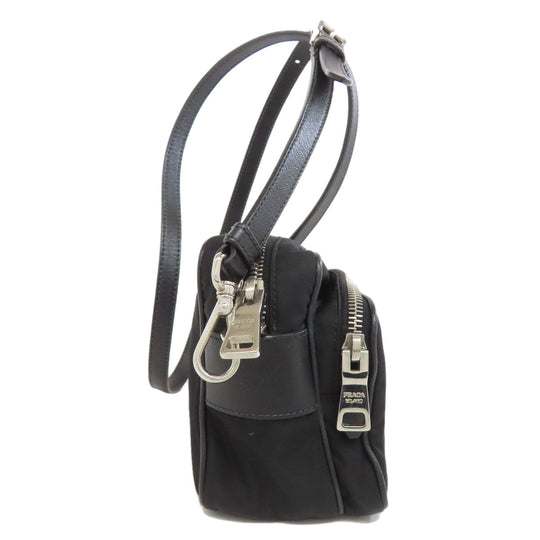 PRADA Shoulder Bag Nylon black logoMetal Women Used Authentic