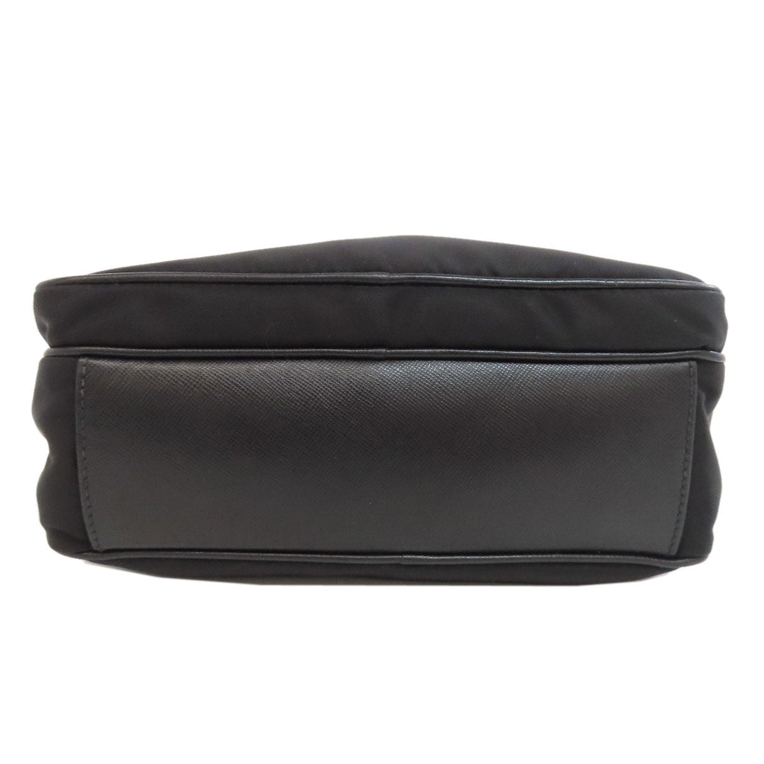 PRADA Shoulder Bag Nylon black logoMetal Women Used Authentic