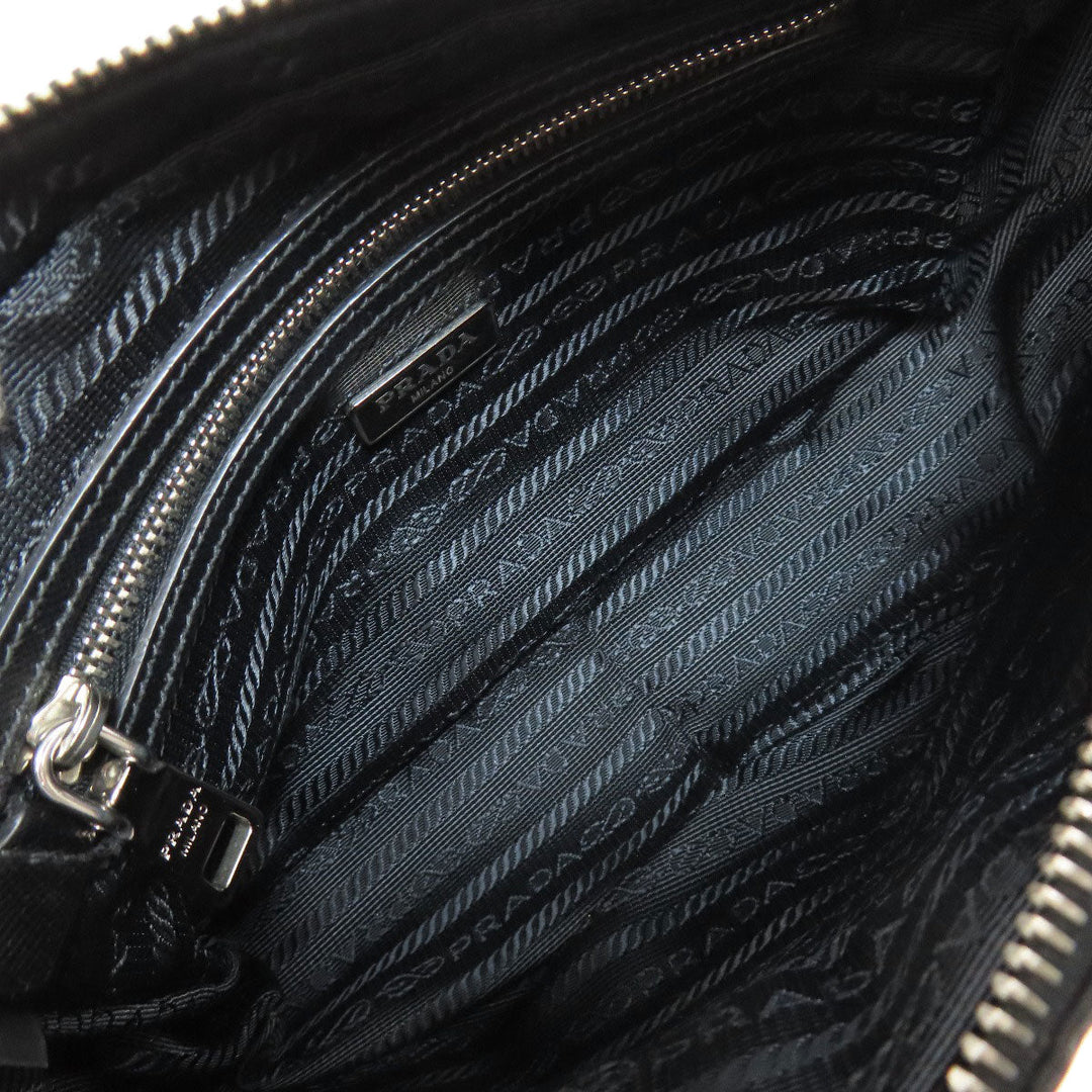 PRADA Shoulder Bag Nylon black logoMetal Women Used Authentic