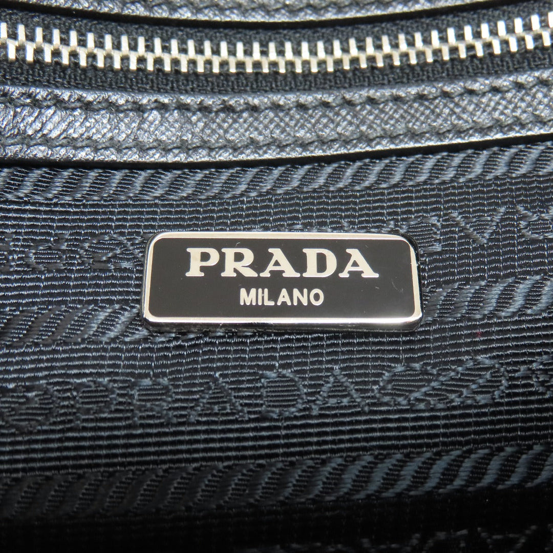 PRADA Shoulder Bag Nylon black logoMetal Women Used Authentic