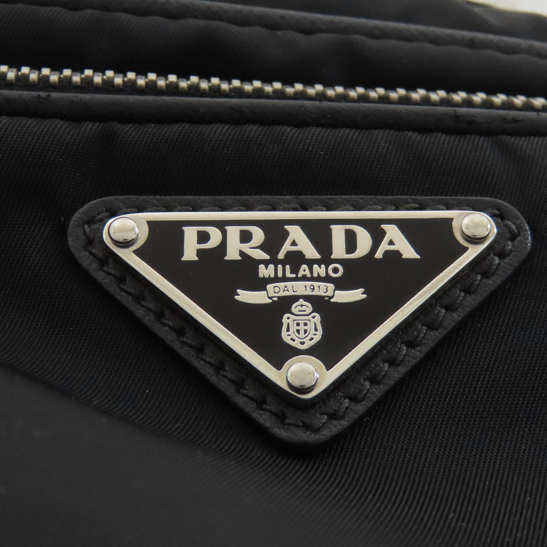 PRADA Shoulder Bag Nylon black logoMetal Women Used Authentic