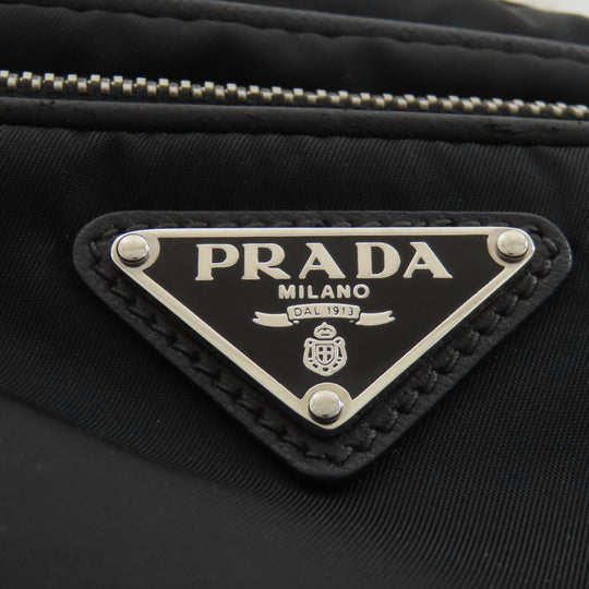 PRADA Shoulder Bag Nylon black logoMetal Women Used Authentic