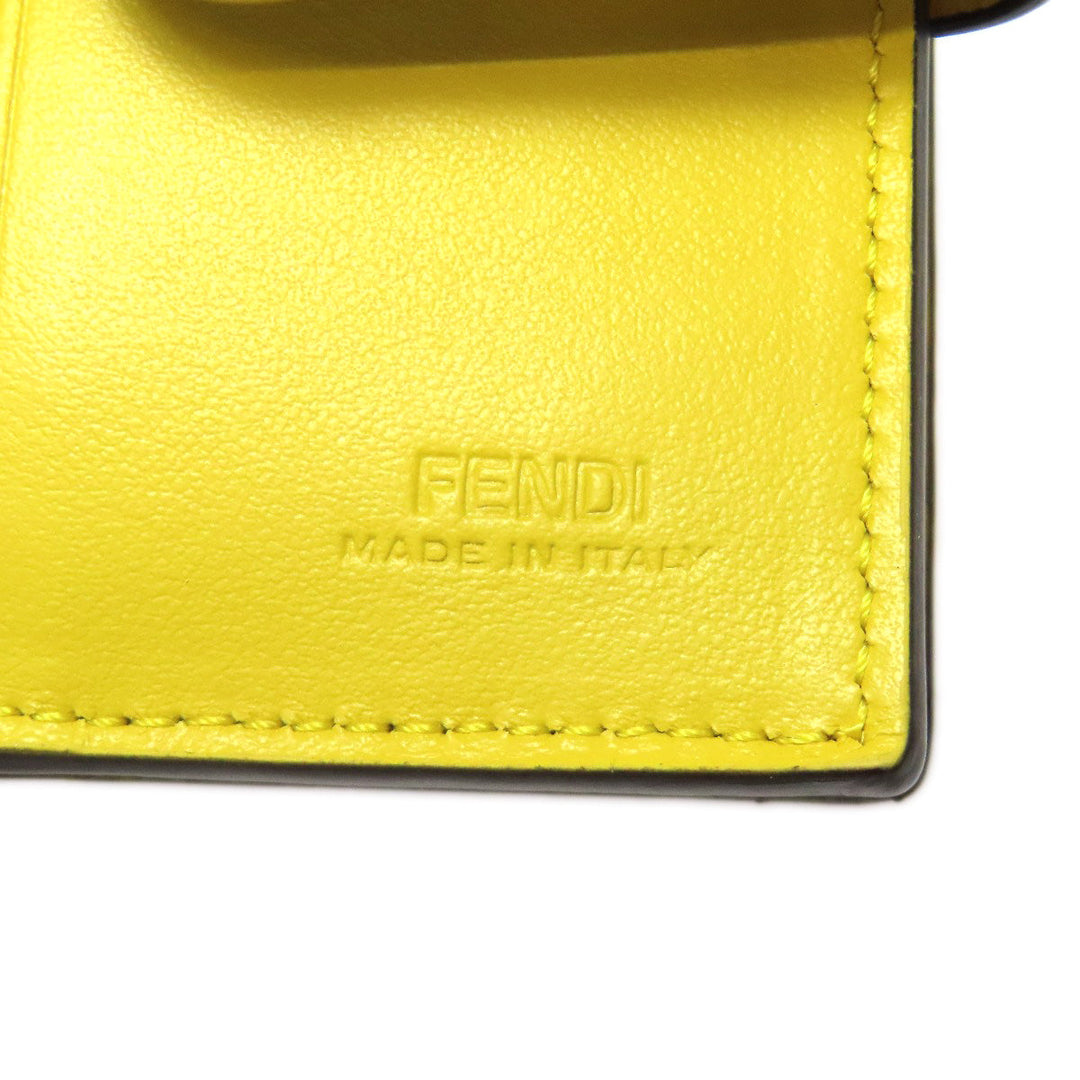 FENDI Bifold Wallet Calfskin Brown Zucca Pattern Embossed F is Fendi