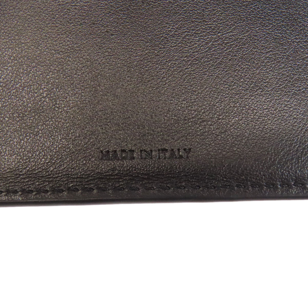 CELINE Bifold Wallet Calfskin black logo Women Used Authentic