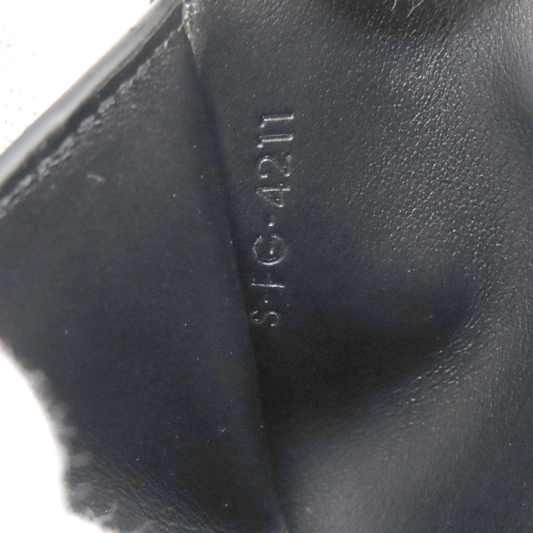 CELINE Bifold Wallet Calfskin black logo Women Used Authentic