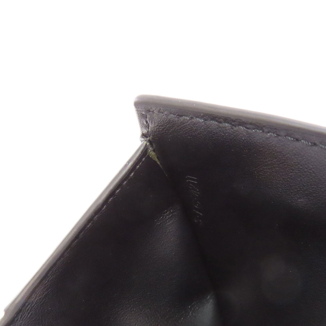 CELINE Bifold Wallet Calfskin black logo Women Used Authentic