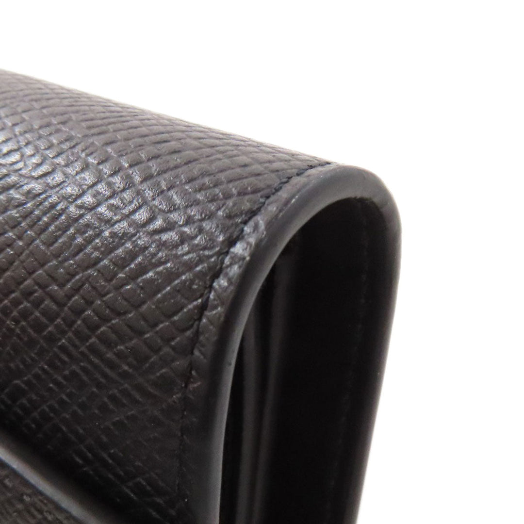 CELINE Bifold Wallet Calfskin black logo Women Used Authentic