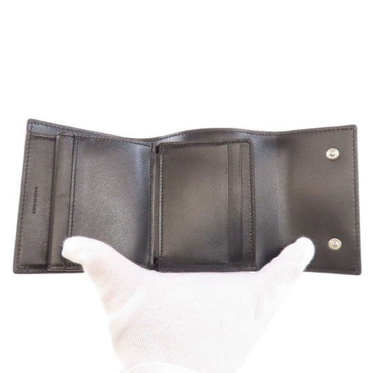 CELINE Bifold Wallet Calfskin black logo Women Used Authentic